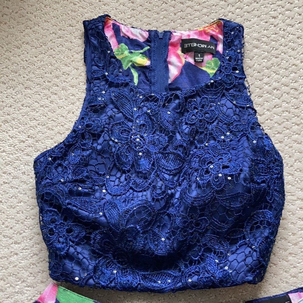 Navy dress 🌸 two piece floral! - Picture 3 of 10